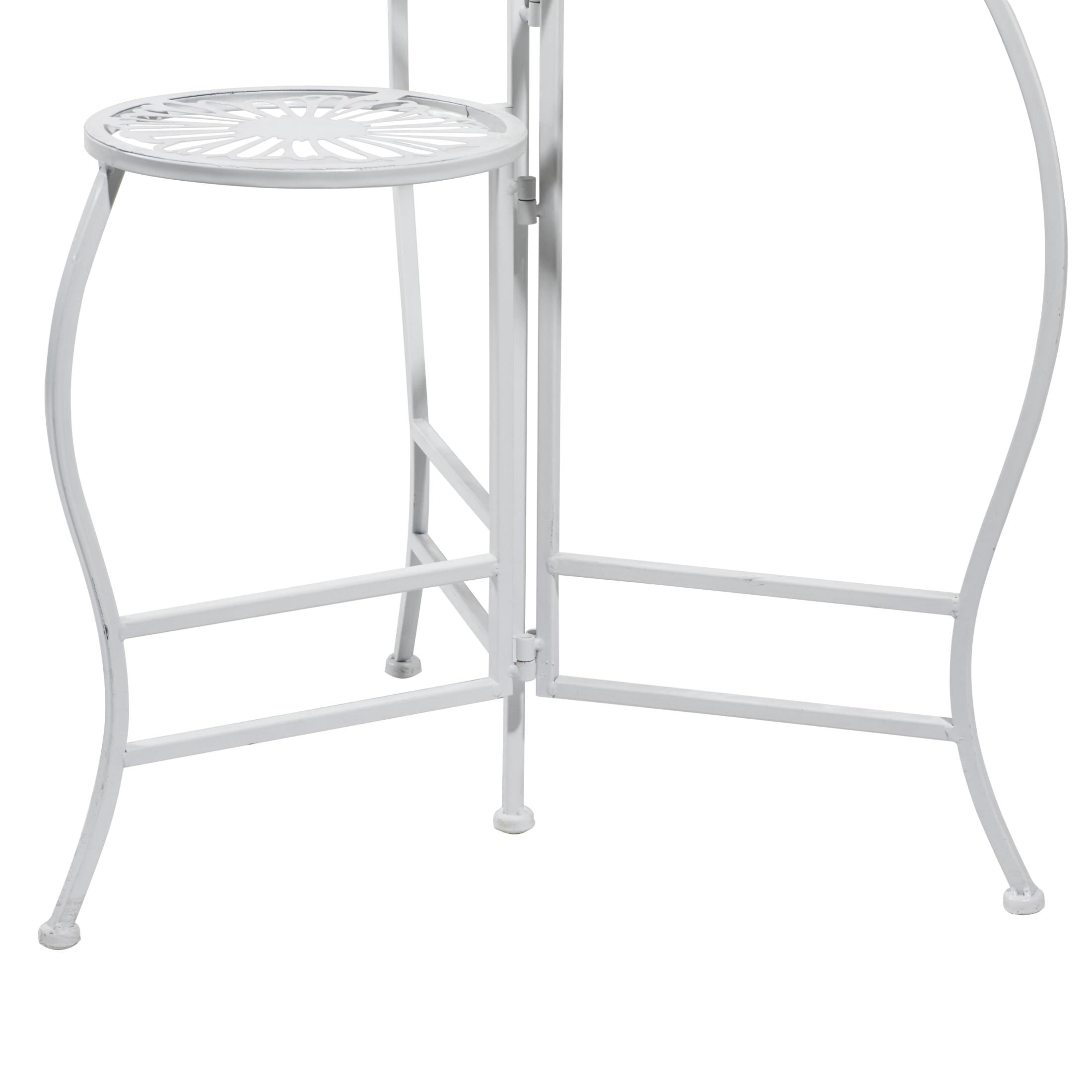 DecMode 21" x 15" x 24" 3 Tier White Metal Floral Plantstand