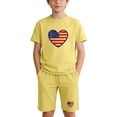 thumbnail image 1 of Odeerbi Niños Niñas Outfit Día de La Independencia Camiseta de Manga Corta Con Estampado Patriótico Con Pantalones Cortos Set de 2 Piezas, 1 of 9
