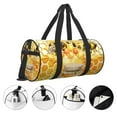 thumbnail image 5 of Xecao Honey Bee print Round Travel Duffel Bag is a foldable gym bag with an inner pocket, perfect for travel sports, 5 of 8
