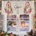 thumbnail image 5 of Valances for Windows Santa Claus Pink Snowflake Rod Pocket Short Curtain for bathroom living room bedroom Poinsettia Flower Retro Linen 1 Panel 42x12in, 5 of 7