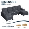 thumbnail image 3 of Walsunny U-Shaped Sectional Sofa Couch, 4 Seat U Shaped Oversized Clearance Sofa Set with Double Chaise for Living Room, Dark Gray, 3 of 8