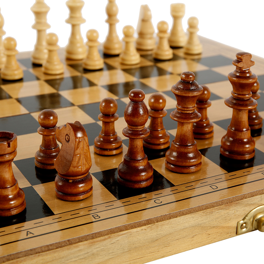 Wooden Folding Chess Set with Storage, 32 Pieces photo 3