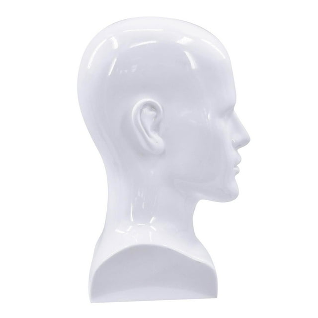 Présentoir de Tête de Mannequin en PVC pour Homme Perruque de Tête Support de Tête Blanc