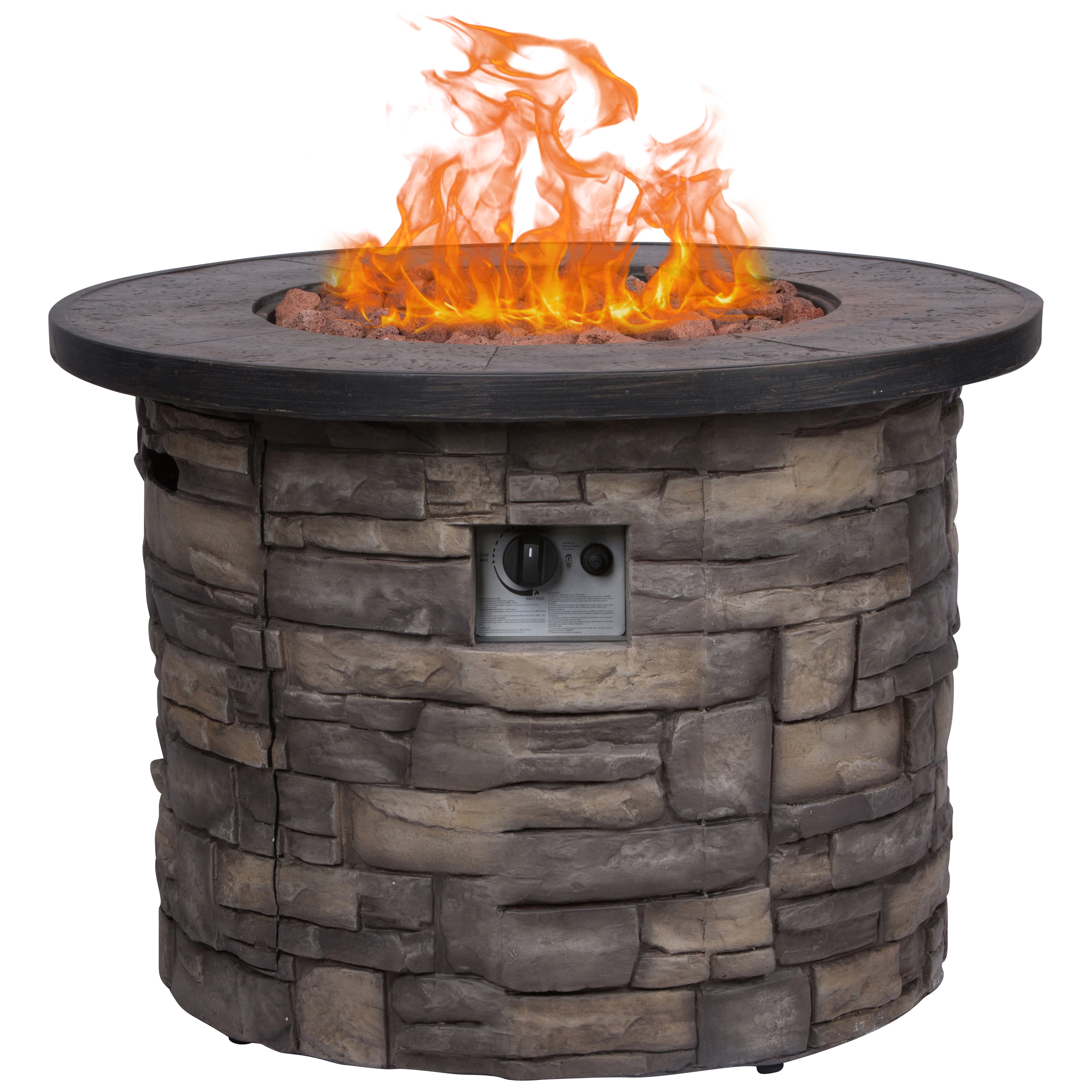 Round Outdoor Fire Pit Table Stone, Creating A Gas Fire Pit