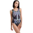 thumbnail image 7 of Women Gothic Style One-piece Swimsuit Skeleton Pattern Bathing Suit Tummy Control Swimwear, 7 of 7