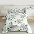 thumbnail image 2 of Homewish Purple Flower Floral Full Size Comforter Sets for Women, Chic Marbling Abstract Bedding Comforter Set, Modern Fashion Reversible Bedding Sets, Lightweight Room Decor, 3 Pieces, 2 of 8