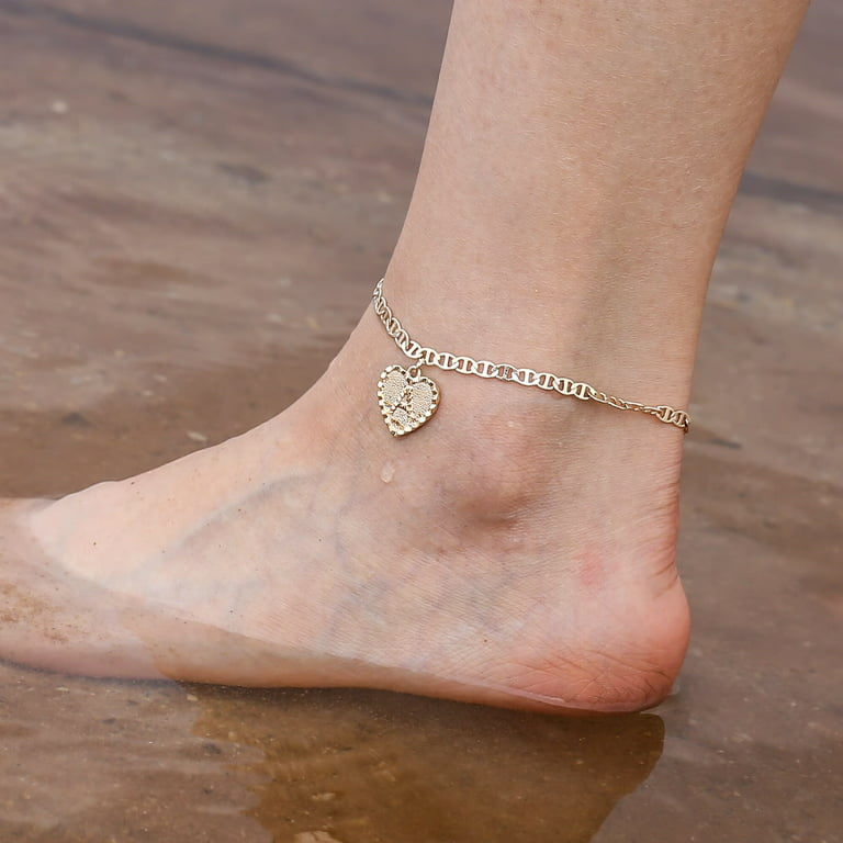 Ankle Bracelets for Women Gold Plated Dainty Layered Heart  Initial Anklets for Women Teen Girls Bracelet for Girls (C, One Size) :  Clothing, Shoes & Jewelry