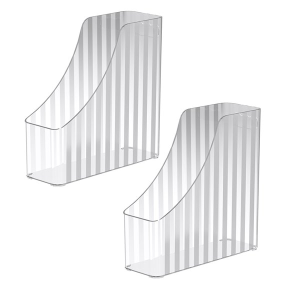 Vertical Magazine File Shelf Organizer High Durability Transparent Design Multipurpose Paper File Organizer Desktop Storage Rack