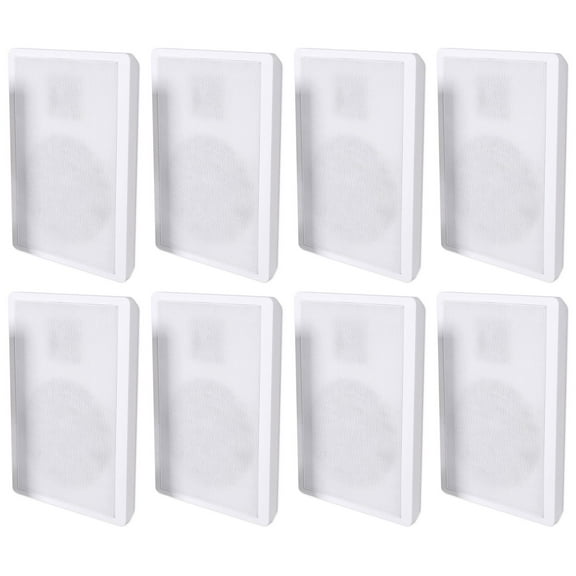 8 Rockville RockSlim White Home Theater 5.25" 240w Easy Wall Mount Slim Speakers