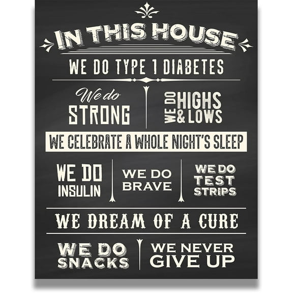 Type One Diabetes Awareness - In This House Wall Art - Diabetes Poster, Print or Canvas - Diabetic Wall Decor - Type 1 Diabetes Art - Diabetes Gifts poster