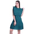 thumbnail image 2 of Moomaya Womens Ruffle Sleeve A,Line Schiffli Dress Solid Designer Party Dress, 2 of 7