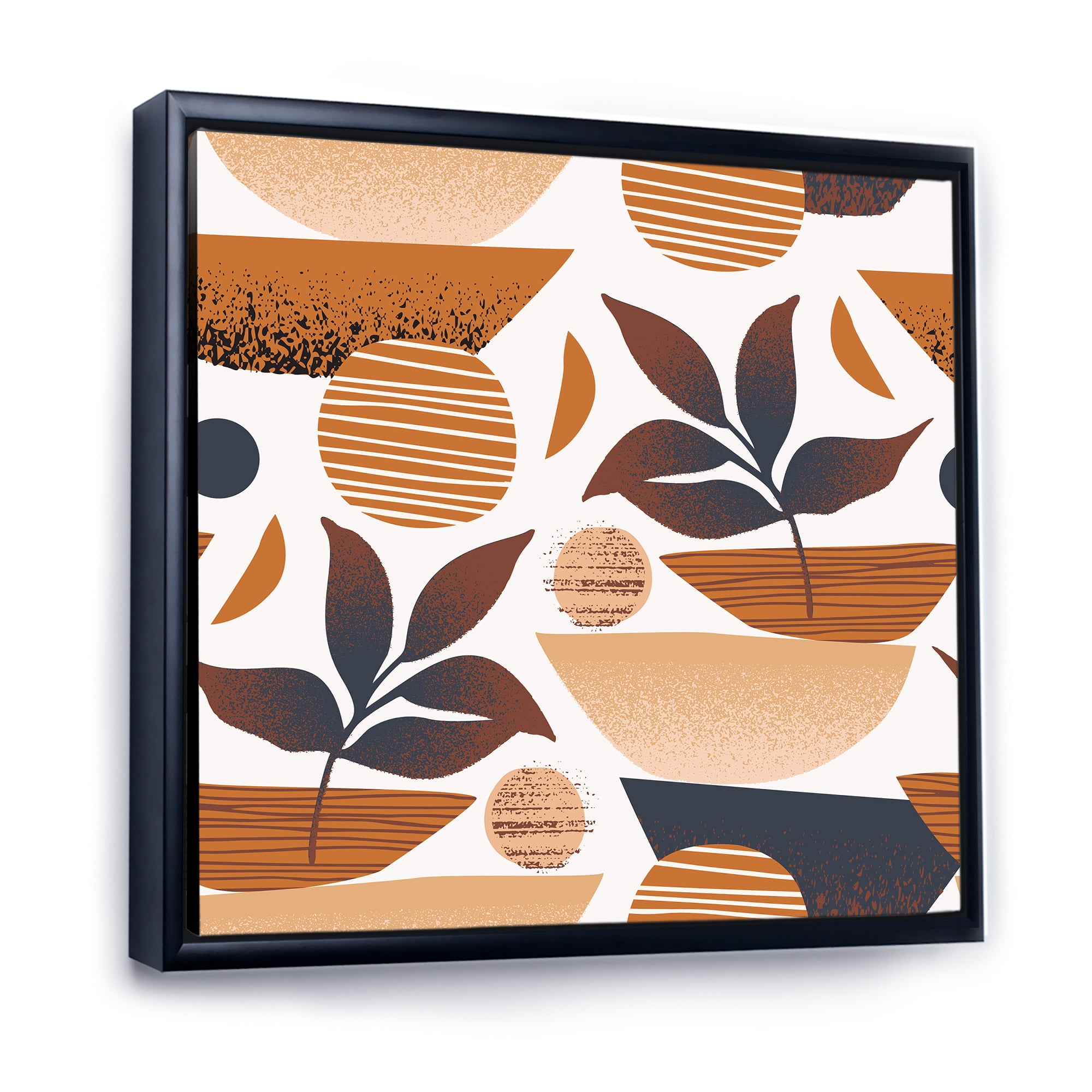 Designart 'Tropical Leaf Silhouettes and Shapes on White' Modern Framed Canvas Wall Art Print