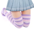 thumbnail image 2 of Littleforbig Women Cute Coral Fleece Thigh High Long Striped Socks 2 Pairs, 2 of 5
