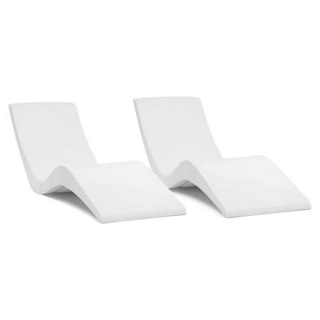 Classic White - in-Pool Chaise Lounger – Designed for Water Depths Up to 9” – Aqua Outdoors – Set of 2 – Compatible with All Pool Types - Poolside & Sun Deck Tanning