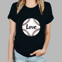 S-XXL All Sizes Available! Womens Baseball Print Short Sleeve T-Shirt, Round Neck, Comfortable Fit
