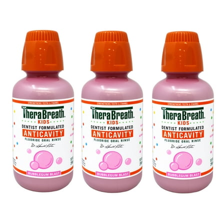TheraBreath Kids Anticavity Mouthwash, Bubblegum Blast, 10 FL OZ - 3 Pack