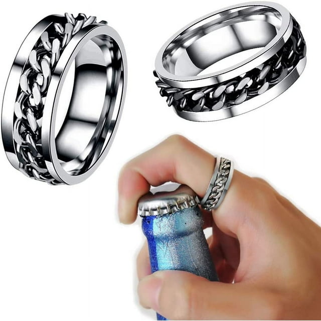 2 uds/4 Uds anillos de pareja de moda anillo de acero inoxidable abridor de botellas giratorio anillo de fiesta abridores de botellas de cerveza versátiles
