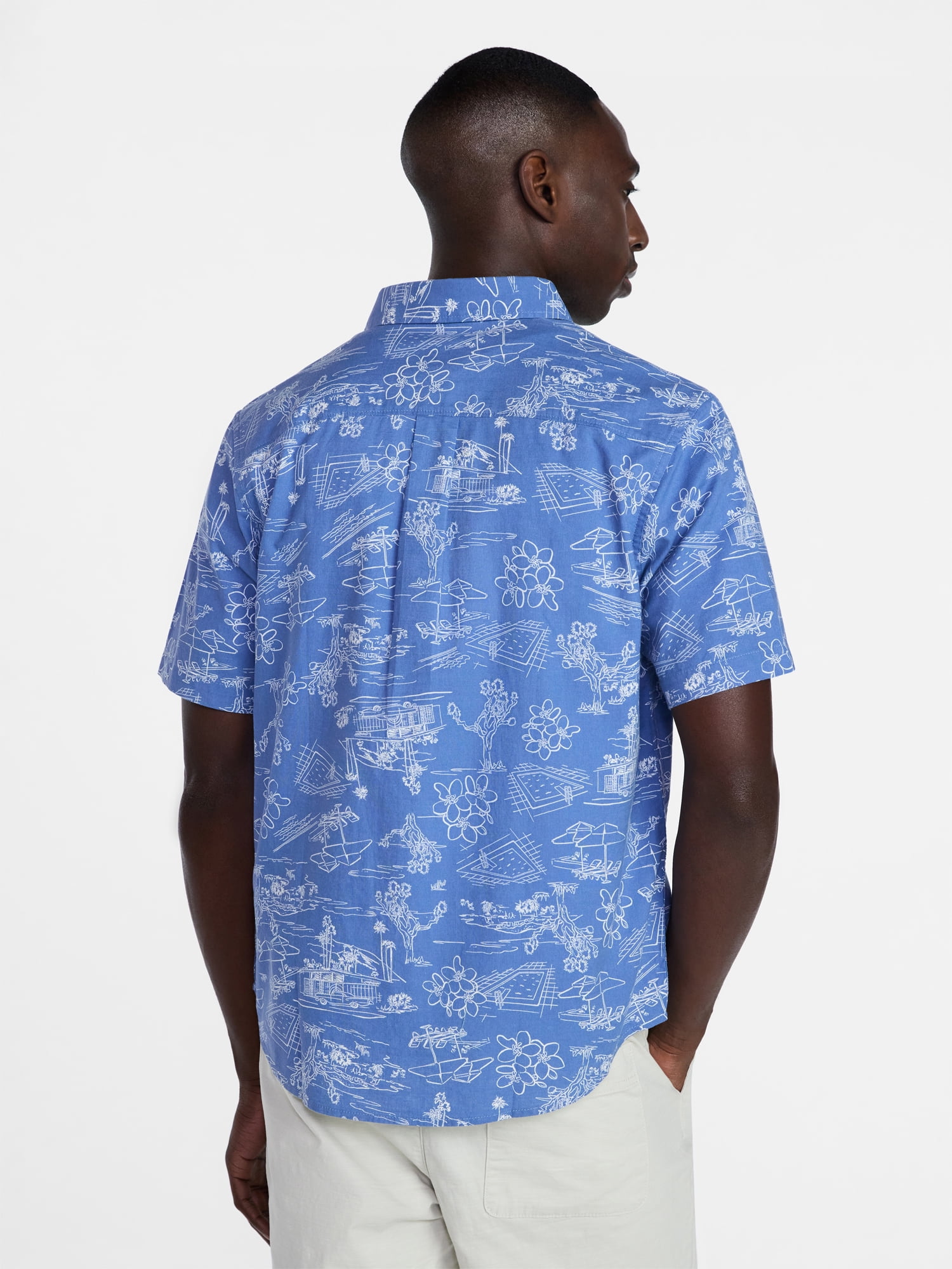 George Men's & Big Men's Modern Fit Poplin Button Up Shirt with Short Sleeves, Sizes XS-5XL