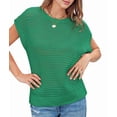 thumbnail image 3 of Womens Spring Tops Summer Shirts Crochet Cap Sleeve Sweater Pullover Cute Crew Neck Beach Cover Ups Green M, 3 of 8
