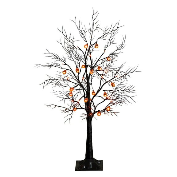 Nearly Natural 3ft. Pre-Lit Artificial Halloween Black Twig Tree with 18 Orange LED Lights