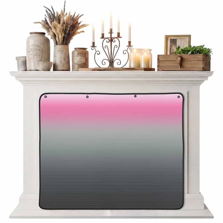 Magnetic Fireplace Cover Ombre Grey Pink Fireplace Screen Gradient Stripes Insulation Fireplace Blocker Blanket Save Energy Fireplace Draft Stopper Covers for Living Room 36x30