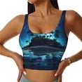 thumbnail image 1 of Fotbe Hawaiian Beach Pirate Moon Sujetador Deportivo Largo sin Aros para Mujer con Almohadillas y Soporte Medio, Transpirable y Absorbente, Camiseta Tipo Chaleco o Tank Top-Medium, 1 of 8