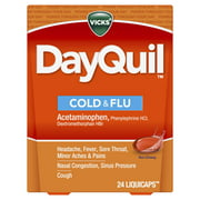 Vicks Dayquil Cold and Flu Multi-Symptom Relief Liquicaps, 24 Ct