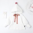 thumbnail image 3 of Sudadera con capucha para niña con pompón y manga abullonada con lazo de seda, 3 of 8