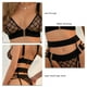 thumbnail image 5 of Conjunto de lencería de 4 piezas para mujer con sujetador transparente, panty, liguero, cintura alta, mono transparente, ropa interior, negro, L, 5 of 6