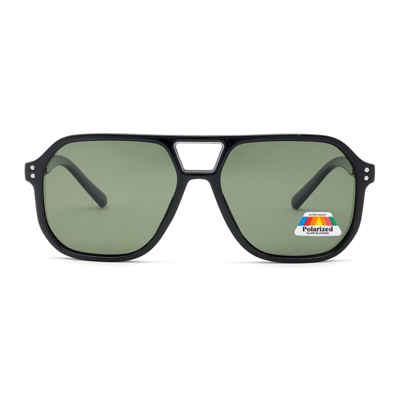 OPULIZE LUX Aviator Polarized Sunglasses - Anti-Glare Eyewear for Women Men - UV & Eyestrain Protection - Classic Aviator Style Glasses - Dark Green Lenses, Black Frame - Pack of 1