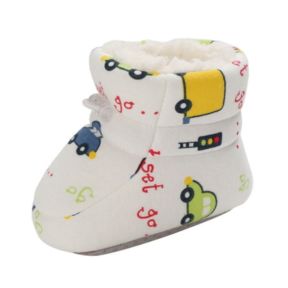 Otqutp Baby First Walking Shoes Autumn and Winter Children Baby Boots Boys and Girls Cotton Shoes Soft Lightweight Comfortable Warm Elastic Cute Pattern Shoes(D,6-12 Months)