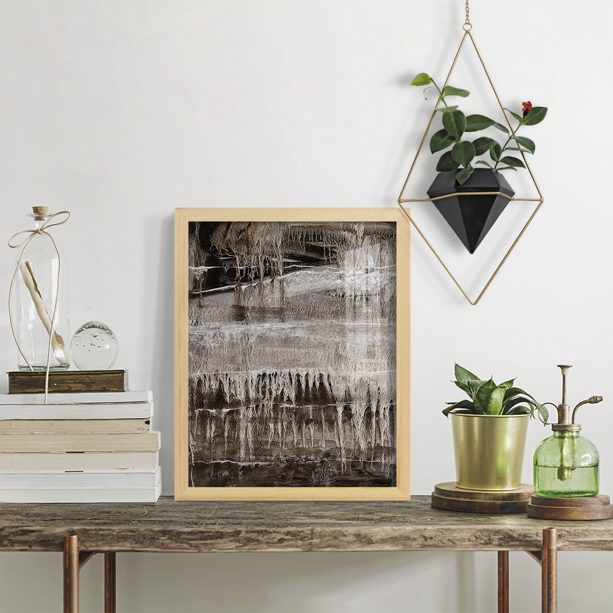 Continuum IV -Framed Print w/glass-Natural Wood