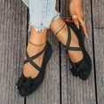 thumbnail image 2 of Rokment Women's Bow Wedge Strappy Ballet Flat for Ladies 2026 Spring Fall Suede Fashion Casual Pointed Toe Low Heel Slip on Dress Shoes A Size 6, 2 of 7