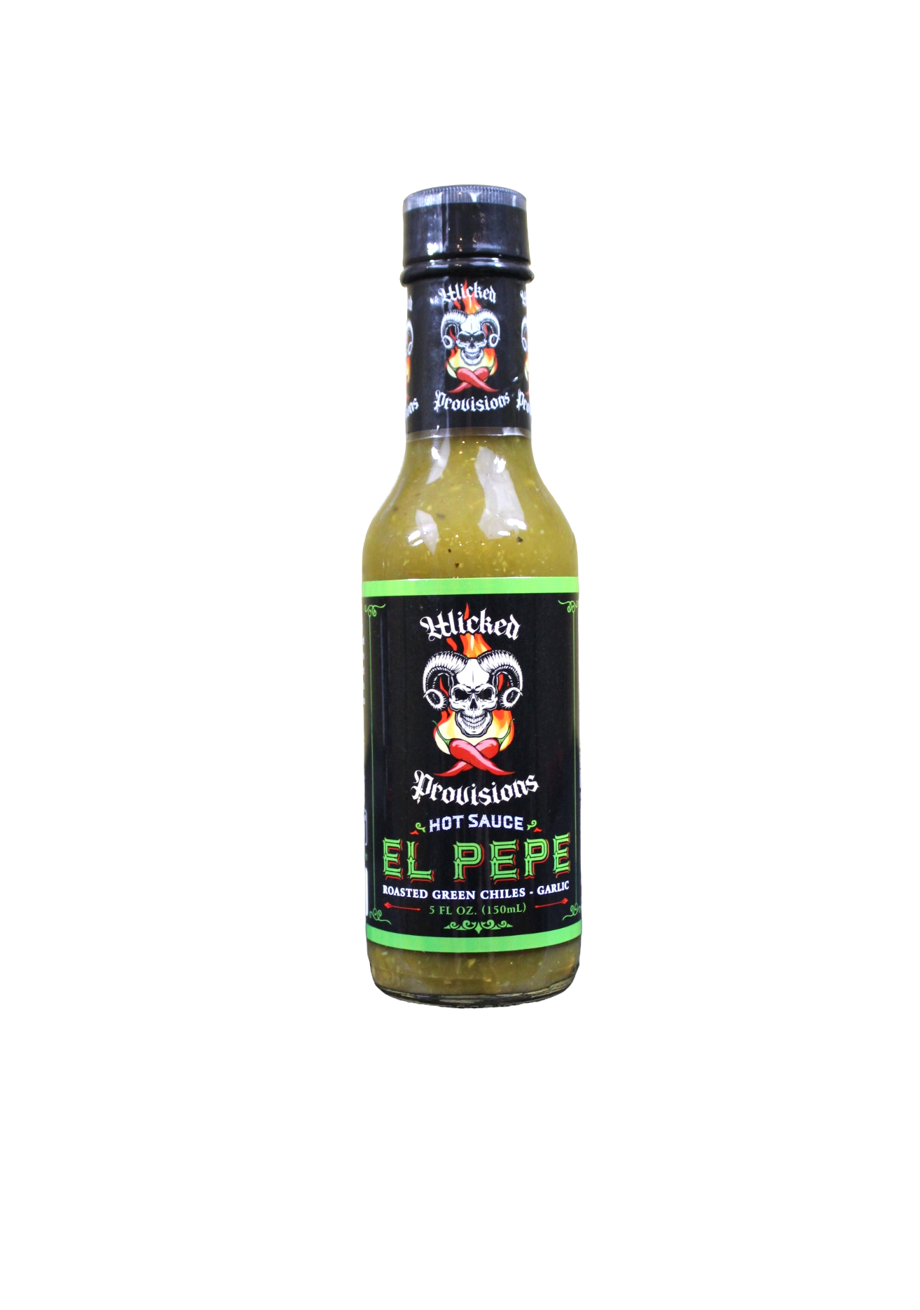 Wicked Provisions Hot Sauce El Pepe Roasted Green Chile Garlic Hot