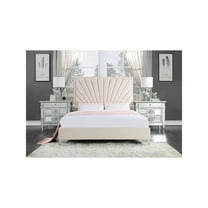 Acme Faiz Beige Velvet Eastern King Bed
