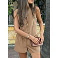 thumbnail image 3 of PRETTYGARDEN Women's Summer 2 Piece Outfits Sleeveless Matching Sets Button Down V Neck Vest Waistcoat and Pockets Shorts, 3 of 9