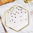 thumbnail image 2 of Disposable Plates - 24-Count Paper Plates, Hexagon Plates, Party Supplies for Appetizer, Lunch, Dinner, and Dessert, Gold Foil Confetti and Edge, 9 x 8 inches, 2 of 6