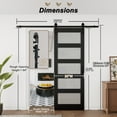 thumbnail image 2 of 30'' x 84'' Sliding Glass Barn Doors and Hardware Included, Black Wood Texture Panels & Tempered Frosted Glass & Barn Door Hardware Kit, Easy Assembly with Pre-Drilled Holes, 5 Panel, 2 of 9
