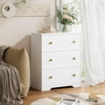 thumbnail image 6 of Nicehill 3 Drawer Dresser for Bedroom, White Nightstand with Fabric Drawers, Small Dresser Chest of Drawers for Living Room Hallway, Entryway, Closets (White), 6 of 7