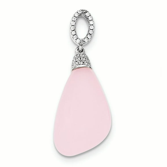 Sterling Silver Cubic Zirconia & Pink Glass Pendant