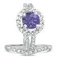 thumbnail image 3 of LaRaso Co His Her CZ Wedding Ring Set 3 PCS TRIO Amethyst CZ Silver Titanium Couples Bands 7/12, 3 of 6