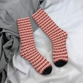 thumbnail image 5 of KLL Red and Brown Squares Print Cool Socks Men's Women's Crew Socks Funny Crazy Novelty Stockings, 5 of 6
