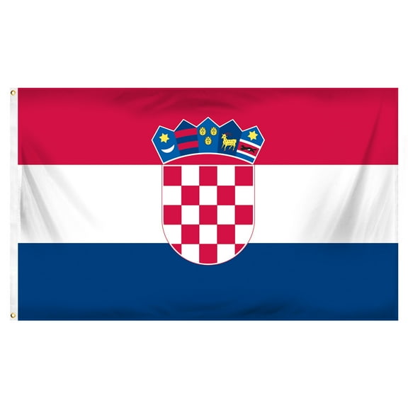 Croatia Flag Printed Polyester Rectangular Canvas Heading Brass Grommets 3ft x 5ft
