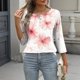 thumbnail image 2 of TaTaai Casual Printed Top Soft Breathable Women's Fashion Button Round Neck 3/4 Sleeve Loose Fit All Season Daily Party Fashion T-Shirt Gift, 2 of 7