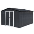thumbnail image 4 of LoLado 10x8 FT Outdoor Metal Storage Sheds, Garden Sheds Waterproof with Lockable Doors, for Backyard, Lawn, Dark-grey, 4 of 5