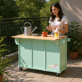 thumbnail image 3 of Homy Casa Multi-Purpose Rolling Utility Cart with Drop-Leaf Tabletop, Adjustable Storage Racks, and Wheels, 3 of 8