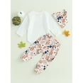 thumbnail image 4 of Halloween Newborn Baby Boys Outfits Letter Romper Bodysuit Pumpkin Pants Hat Set Long Sleeve Fall Winter Clothes 0-18M, 4 of 8