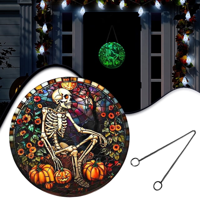 AKEGAMN Clearance! Glow In The Dark Halloween Skeleton Hanging Sign Acrylic Decoration Scary Porch Decor For Halloween Glow In The Dark Halloween Skeleton Hanging Sign Acrylic Decoration Scary Porch