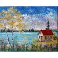 thumbnail image 3 of Mark, Sharon 18x15 Black Modern Framed Museum Art Print Titled - Birches on the Lake, 3 of 5