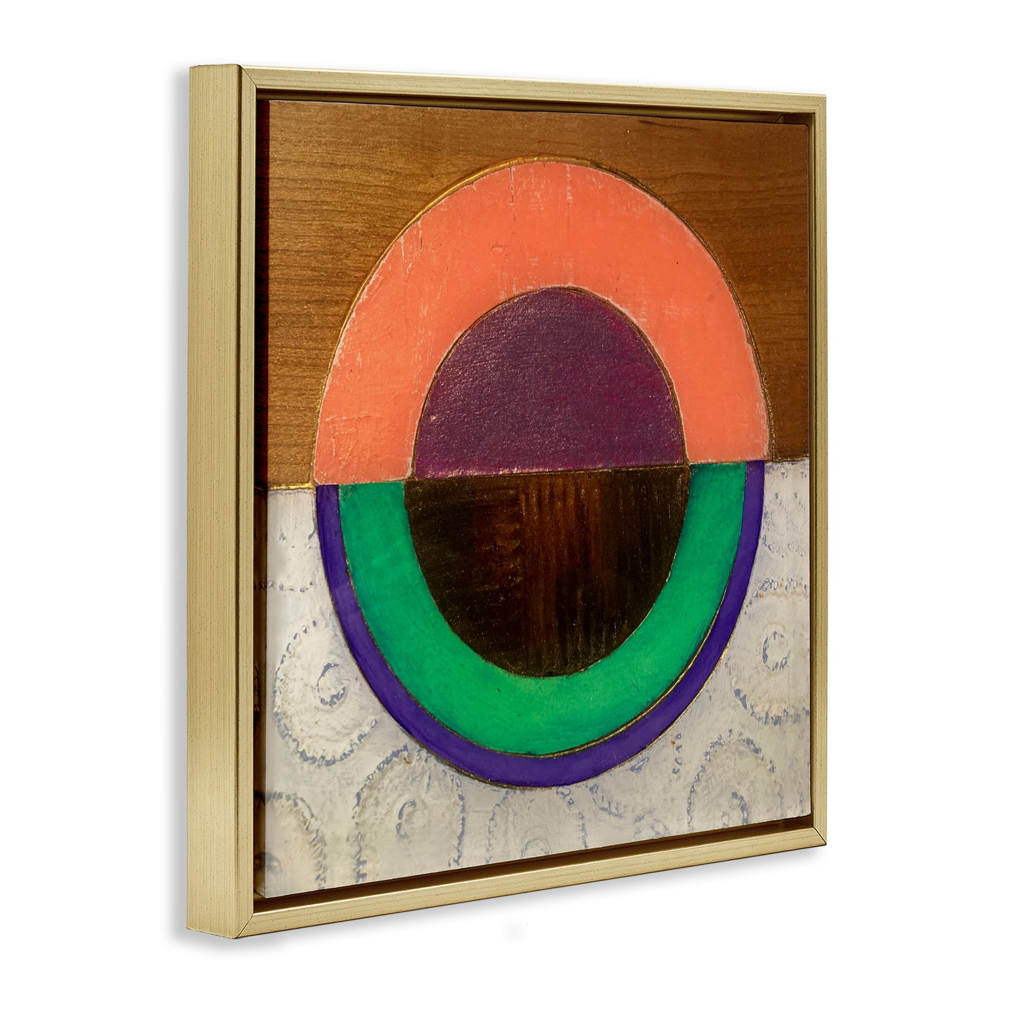 Stupell Industries Horizontal Split Circle Gold Framed Floater Canvas Wall Art, design by Matthew Finger